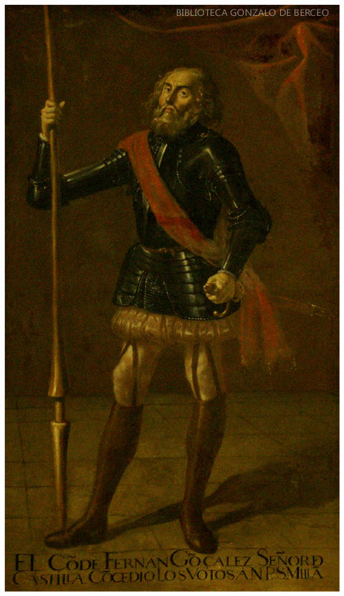 El Conde Fernan Gonçalez, Señor de Castilla. Concedió los Votos a  N. P.S.Millan. Obra del pintor Rizzi. 