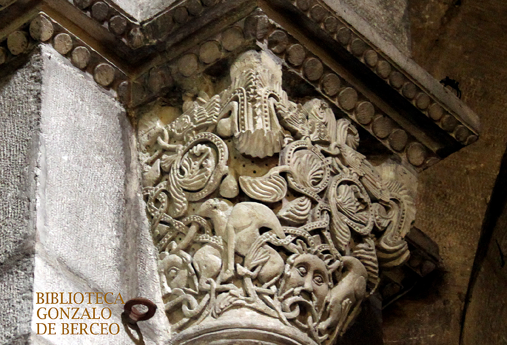 Santa María de Estibaliz (Alava). Capitel interior de la iglesia. Hacer clic sobre la imagen de portada para conocer más datos del monumento.